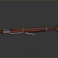 Unique Red Brown Crossbow Weapon Design With Metal Frame And Composite Body Structure 3d model