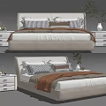 Modern Double Bed With Bedside Cushions Throw Blanket Nightstands And Decor 3d model