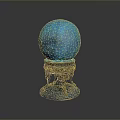Blue Spherical Decorative Home Item With Carved Ornate Base For Living Room