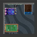 Indoor Gaming Corner With Neon Signs Arcade Machines And Wooden Table
