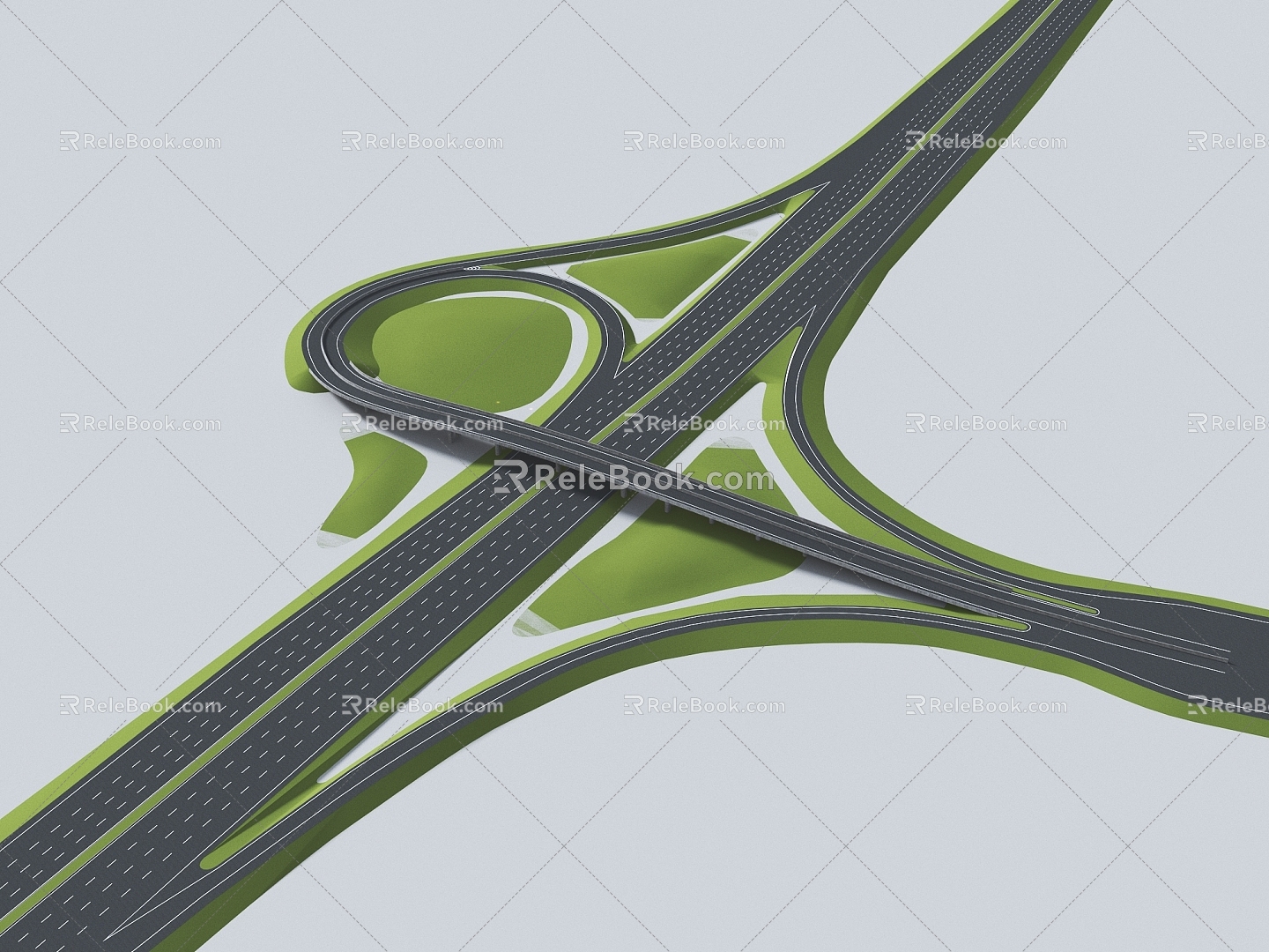 Flare-shaped interchange of interchange viaduct 3d model