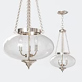 Modern Hanging Chandeliers With Clear Glass Shades And Metal Chains Design