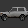 White Vintage Off Road Vehicle With Rusty Exterior And Classic Retro Design