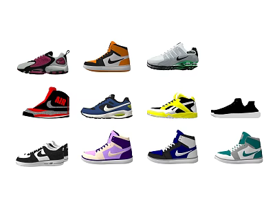 Trendy Casual Sports Shoes In Various Colors And Styles For Men Women Daily Fashion Wear 3d model