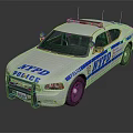 NYPD Police Car With Blue Stripes And Emergency Lights On Top