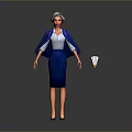 Female Game Movie Character Wearing Blue Coat Skirt White Shirt and Hat with Badminton Shuttlecock