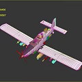 White Propeller Airplane Model With Brown Cockpit And Underwing Mounts On Gray Background