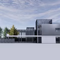 Modern Sales Office Building With Contemporary Architecture Glass Curtain Walls Spacious Windows And Clean Lines