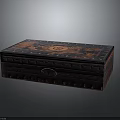 Elegant Decorative Storage Box With Dark Blue Red Patterns And Metal Lock For Household Use