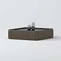 Modern Square Coffee Table With Black Glass Top And Brown Stitched Frame