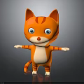 Cartoon Orange Striped Cat With Blue Eyes White Belly Paws Standing Arms Outstretched Dark Background