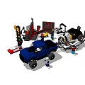 Building Blocks Play Scene With Blue Car Figures Traffic Light And Control Console