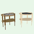 Modern Side Table With Black Marble Top And Brass Frame Lower Shelf Design 3d model