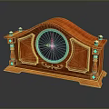 Elegant Mahogany Furniture With Carved Details Circular Panel And Decorative Columns