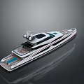 Modern Luxury Yacht Exterior with Sleek White Red Lines Spacious Deck and Calm Water Reflection