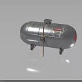 Silver Cylindrical Metal Storage Tank With HAMMER Label Connected Pipe And Stands