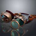 Steampunk Inspired Jewelry Goggles With Metallic Frames Leather Straps And Colored Lenses