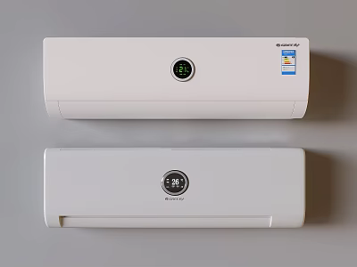 White Air Conditioner Fans With Wall Mounted Design Digital Display And Modern Look 3d model