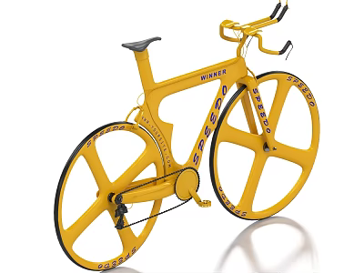 Yellow Bullitt Racing Bicycle With Carbon Aero Wheels And Streamlined Frame 3d model