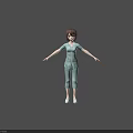 3D Character In Striped Pajamas With Arms Outstretched Standing On Red Background