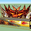 Fireball Amusement Ride with Curved Tracks Flame Elements and Decorative Structures
