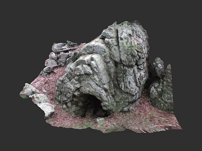 Micro Terrain Model With Rocky Structure Cave And Natural Ground Cover 3d model