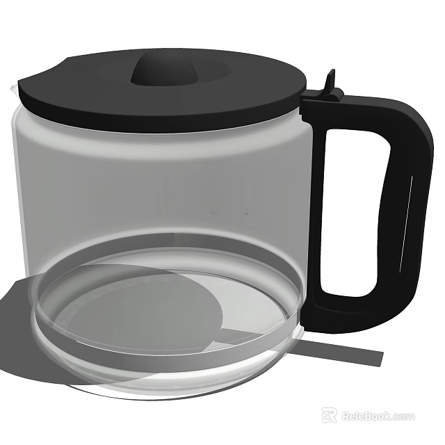 Transparent Glass Electric Kettle With Black Handle For Practical Household Kitchen Use 3d model 