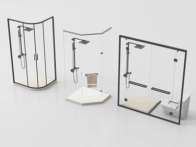 Modern Shower Sauna Enclosures With Glass Doors Shower Heads And Seats 3d model