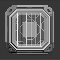 Shiny Metallic Cubic Structure With Grid Pattern Frame And Glossy Surface Details