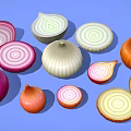 Fresh Colorful Onions Whole And Sliced Varieties On Blue Background