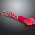 Vibrant Red Squid Marine Creature With Unique Tentacles And Body Structure 3d model