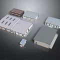 Various Small Industrial Building Models With Diverse Roof Designs And Structures 3d model