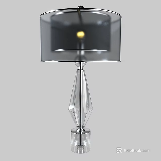 Modern Crystal Table Lamp With Geometric Transparent Base And Square Shade 3d model 