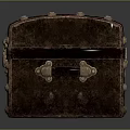 Vintage Leather Trunk With Brass Latches Rivets And Retro Texture