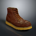 Brown Leather High Top Boots With Yellow Sole And Laces For Daily Use