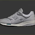 New Balance Retro Style Light Gray Sneakers With White Laces And Green White Sole