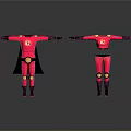 Man in Red Superhero Costume with Black Cape Yellow Emblem and Knee Pads