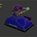 Blue Robot Character With Mechanical Arm And Stable Base Structure