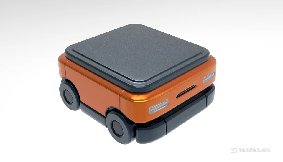 Orange And Black Industrial Equipment With Mobile Wheels And Compact Black Top Design 3d model 