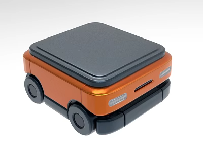 Orange And Black Industrial Equipment With Mobile Wheels And Compact Black Top Design 3d model