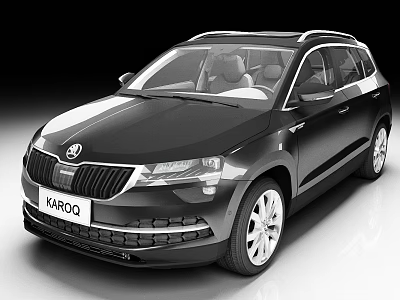 Black Karoq SUV Featuring Modern Front Grille Headlights And Alloy Wheels 3d model