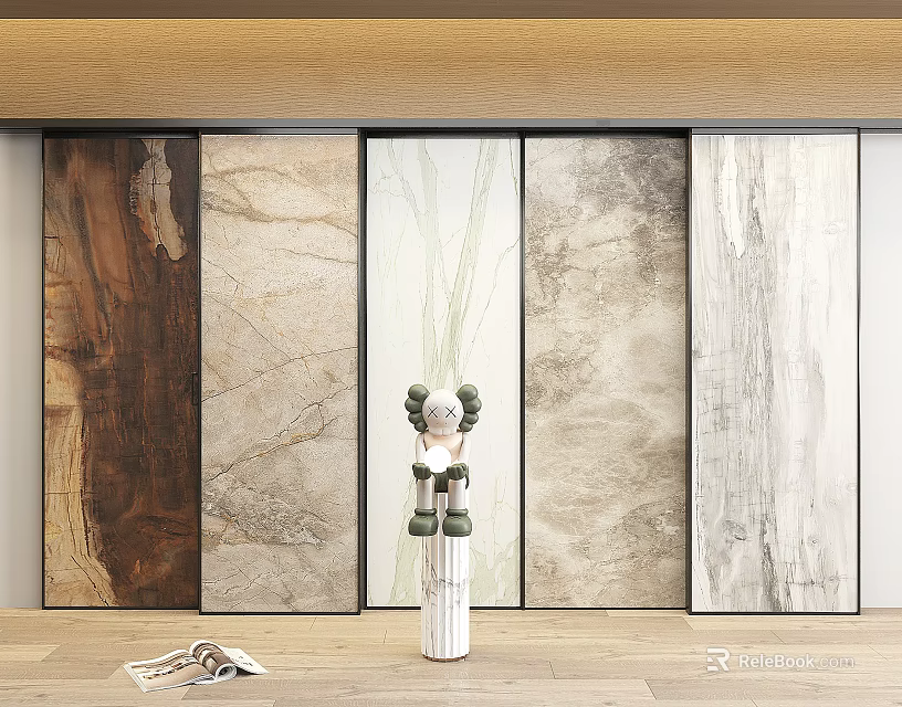 Wall Panels With Various Textures In Interior 3d model