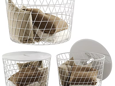 White Metal Wire Storage Baskets with Lids Modern Design for Home Organization 3d model