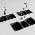 Modern Black Stainless Steel Kitchen Sinks With Faucets And Double Bowls Design