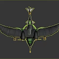 Futuristic Space Aircraft With Multiple Propellers Green Accents And Black Exterior For Cosmic Exploration