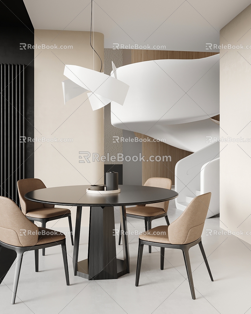 Modern Restaurant Dining Table and Chair Combination Table Ornaments 3d model