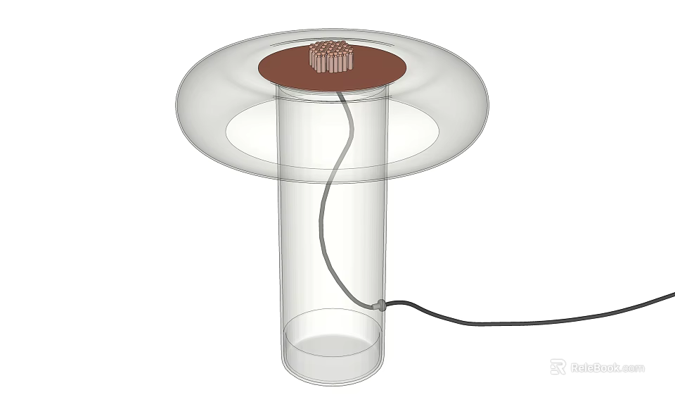 Modern Transparent Table Lamp with Cylindrical Base Round Shade and Brown Top for Home 3d model 