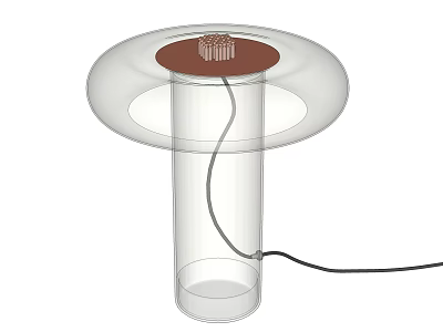 Modern Transparent Table Lamp with Cylindrical Base Round Shade and Brown Top for Home 3d model