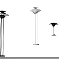 Modern Lighting Combination with White Floor Lamp and Black Table Lamp on White Pedestals