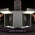 CHIMEI Modern Display Booth With Illuminated Lights Black Finish And Copper Accents